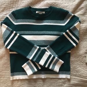 Forever21 Cropped Ribbed Striped Sweater